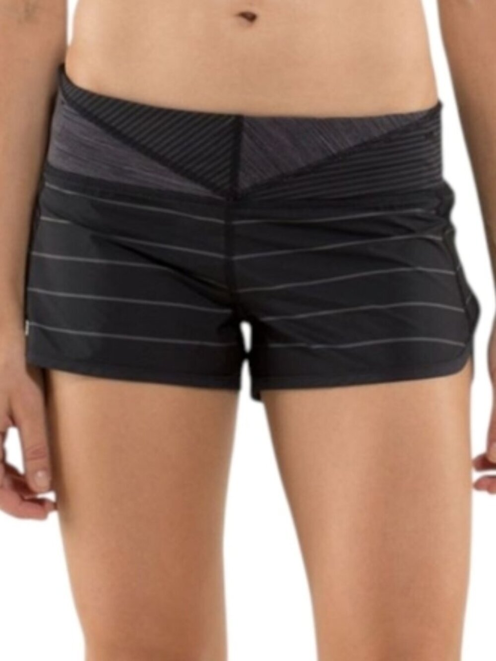 Lululemon Run Speed Short Women 8 Black Stripe 3 Inch Running Shorts